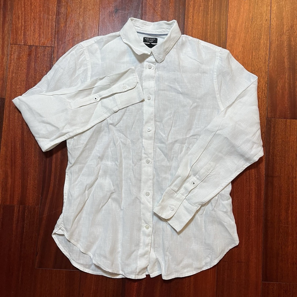 Jcrew Shirt Womens 4 Baird McNutt Irish Linen Slim Fit Solid White Long Sleeve